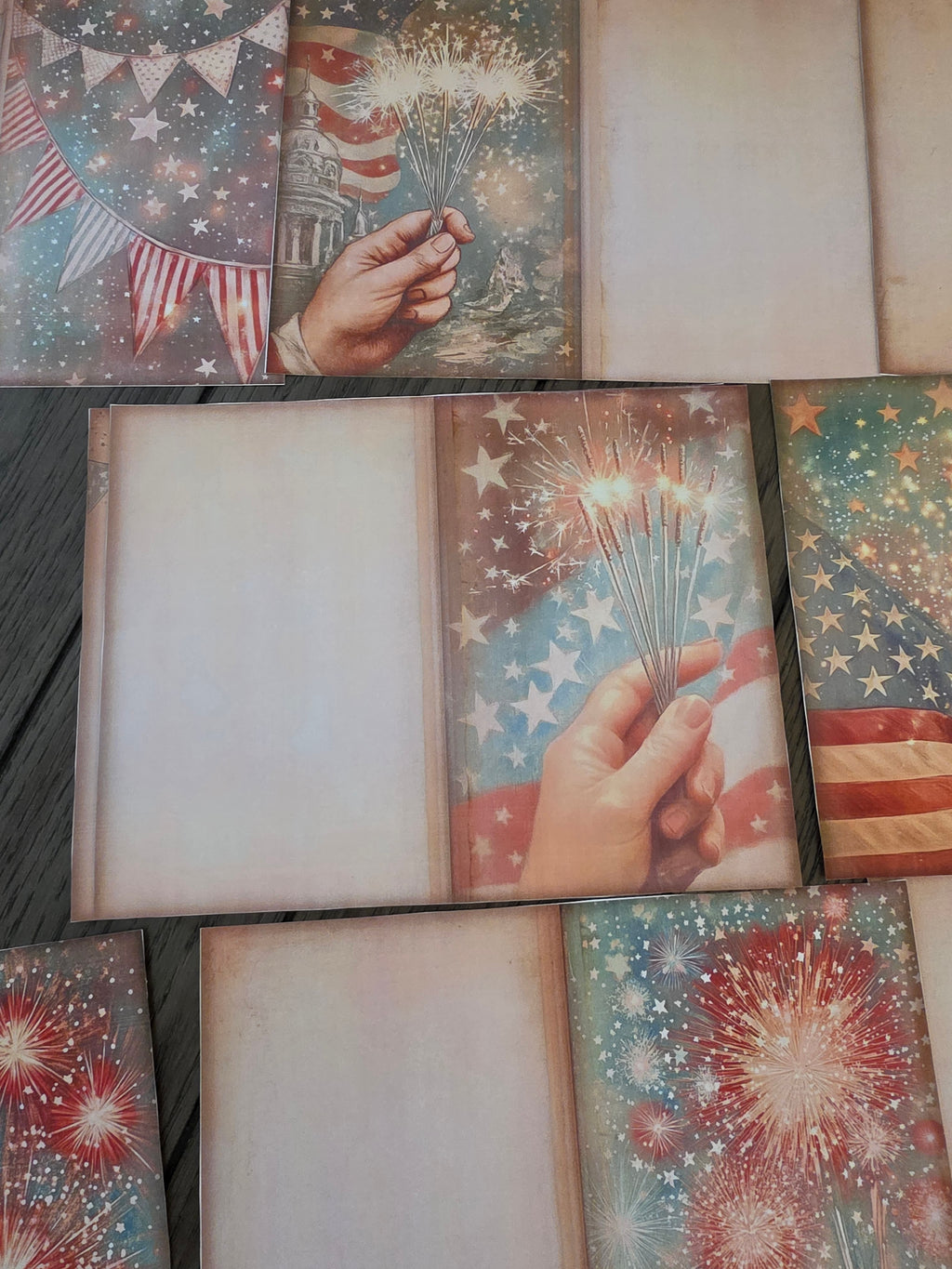 18 high-quality Fourth of July folding junk journal pages.