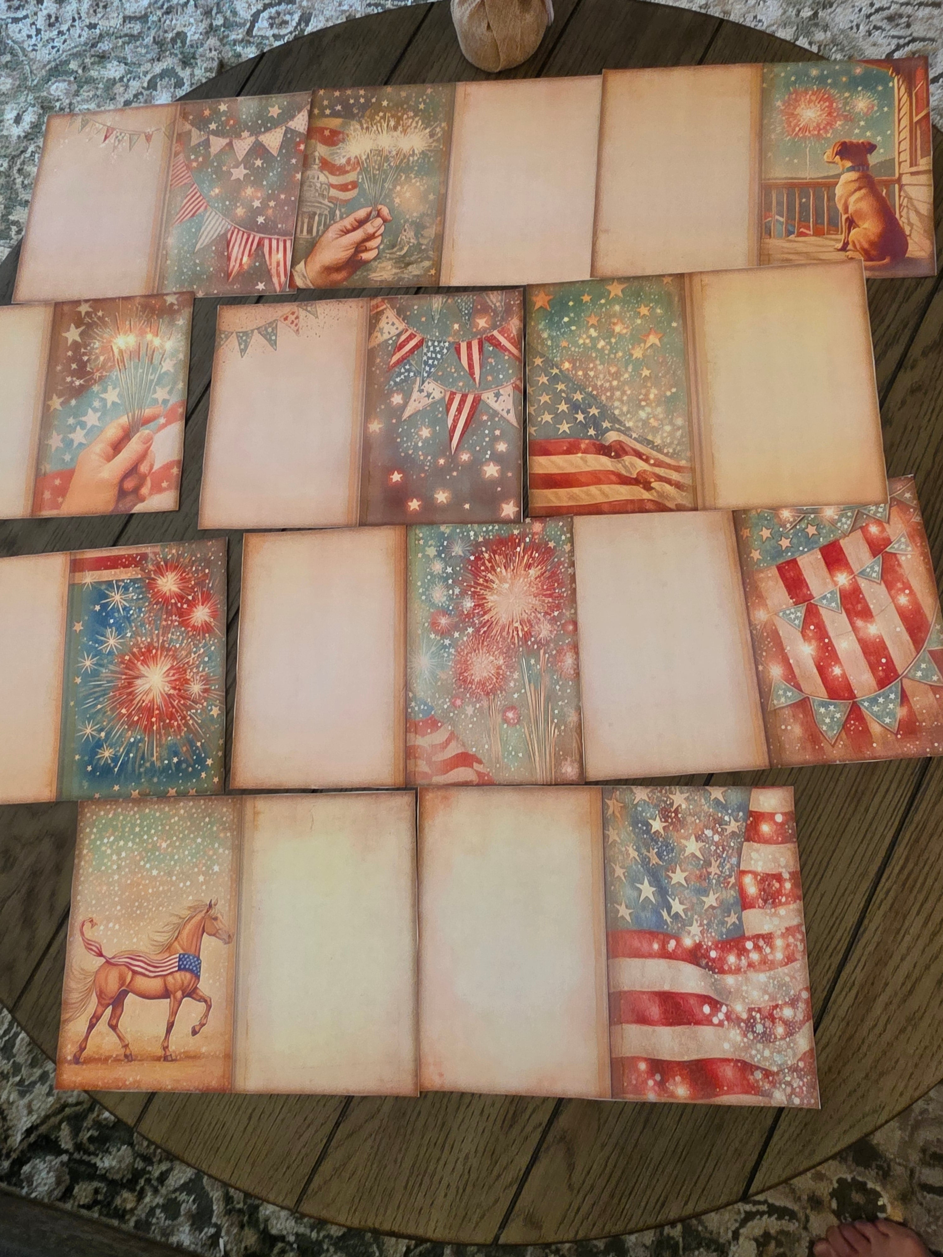 18 high-quality Fourth of July folding junk journal pages.