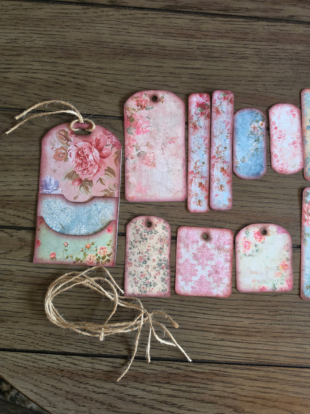 Pink and blue shabby chic loaded tag