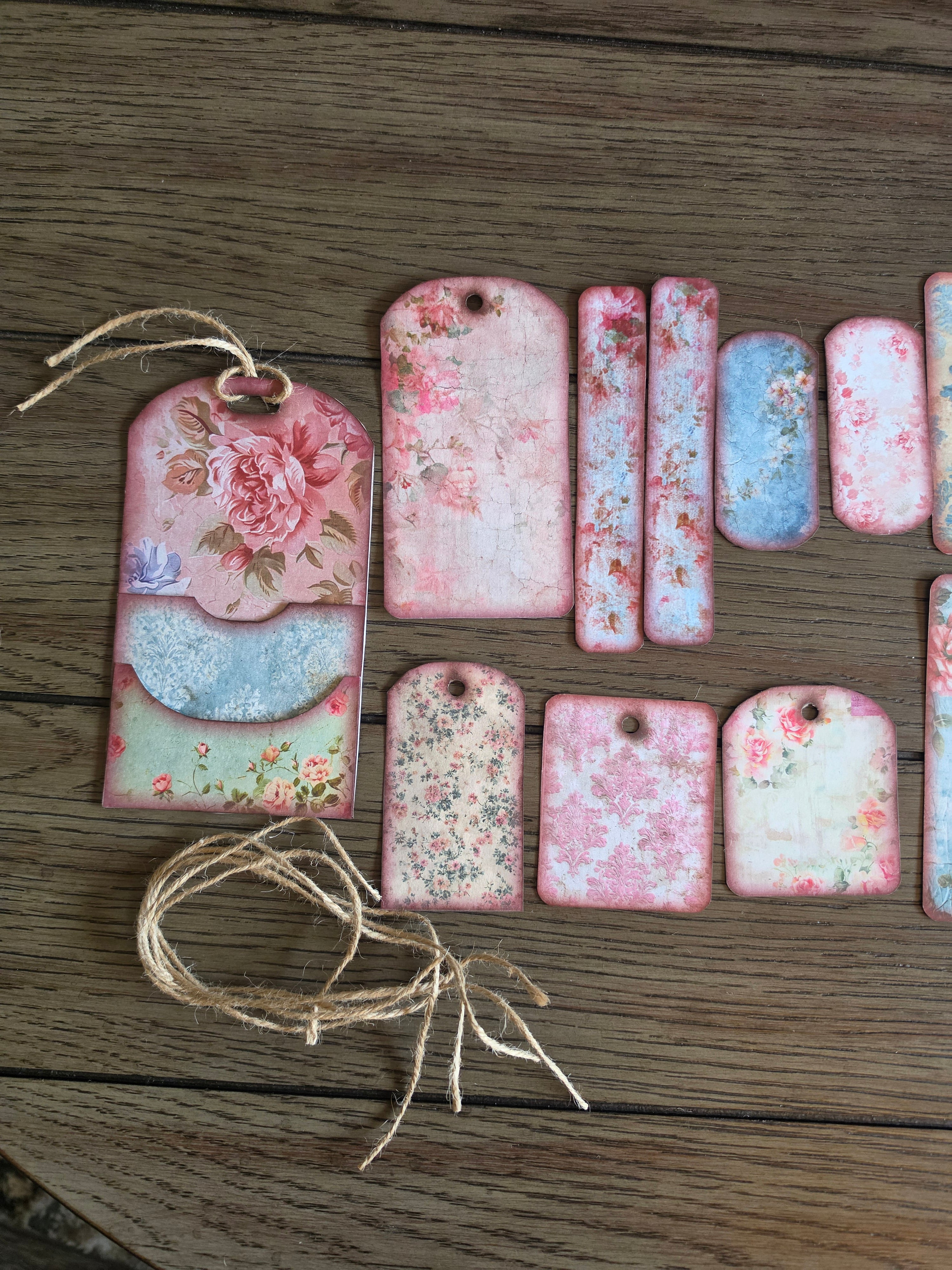 Pink and blue shabby chic loaded tag