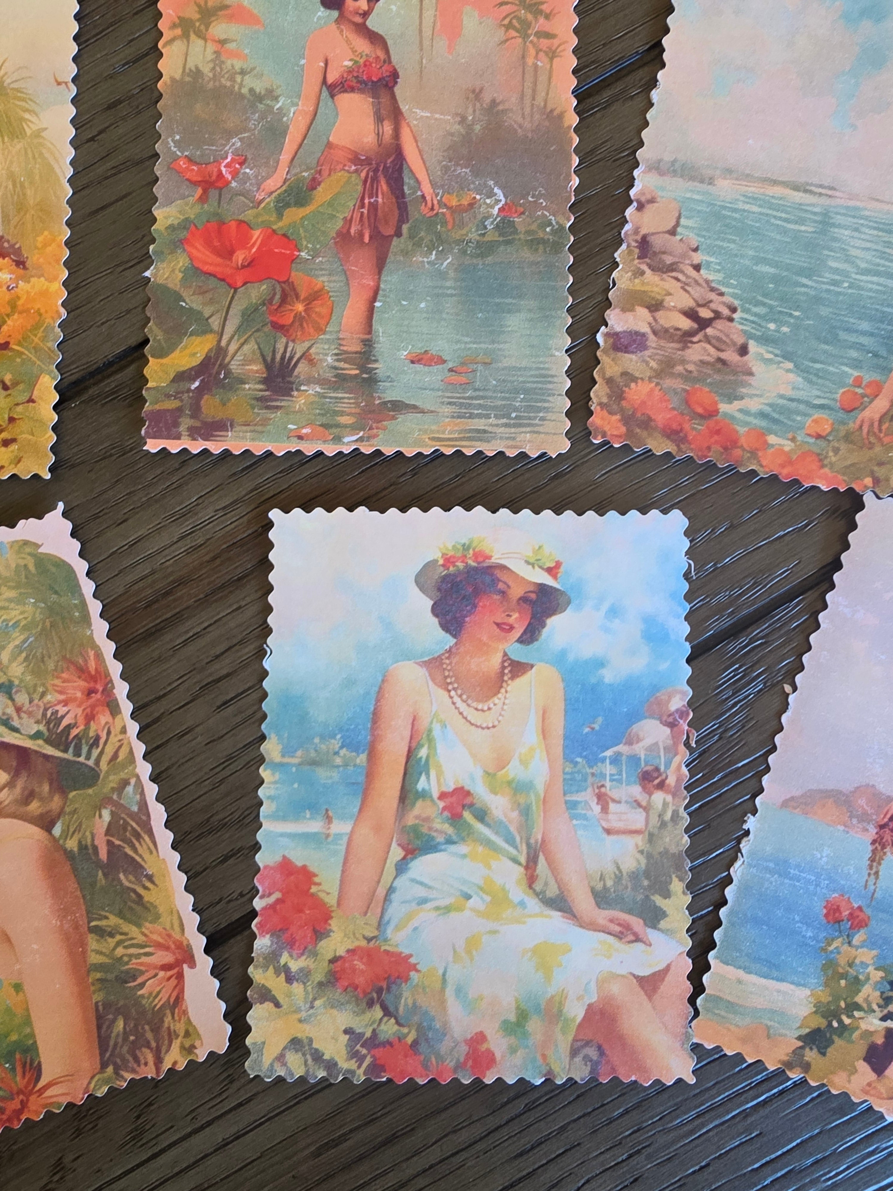 Vintage style summer vacation cards