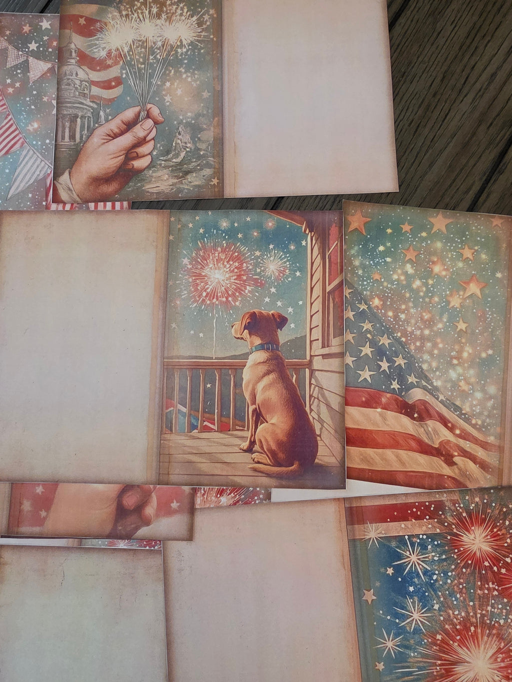 18 high-quality Fourth of July folding junk journal pages.