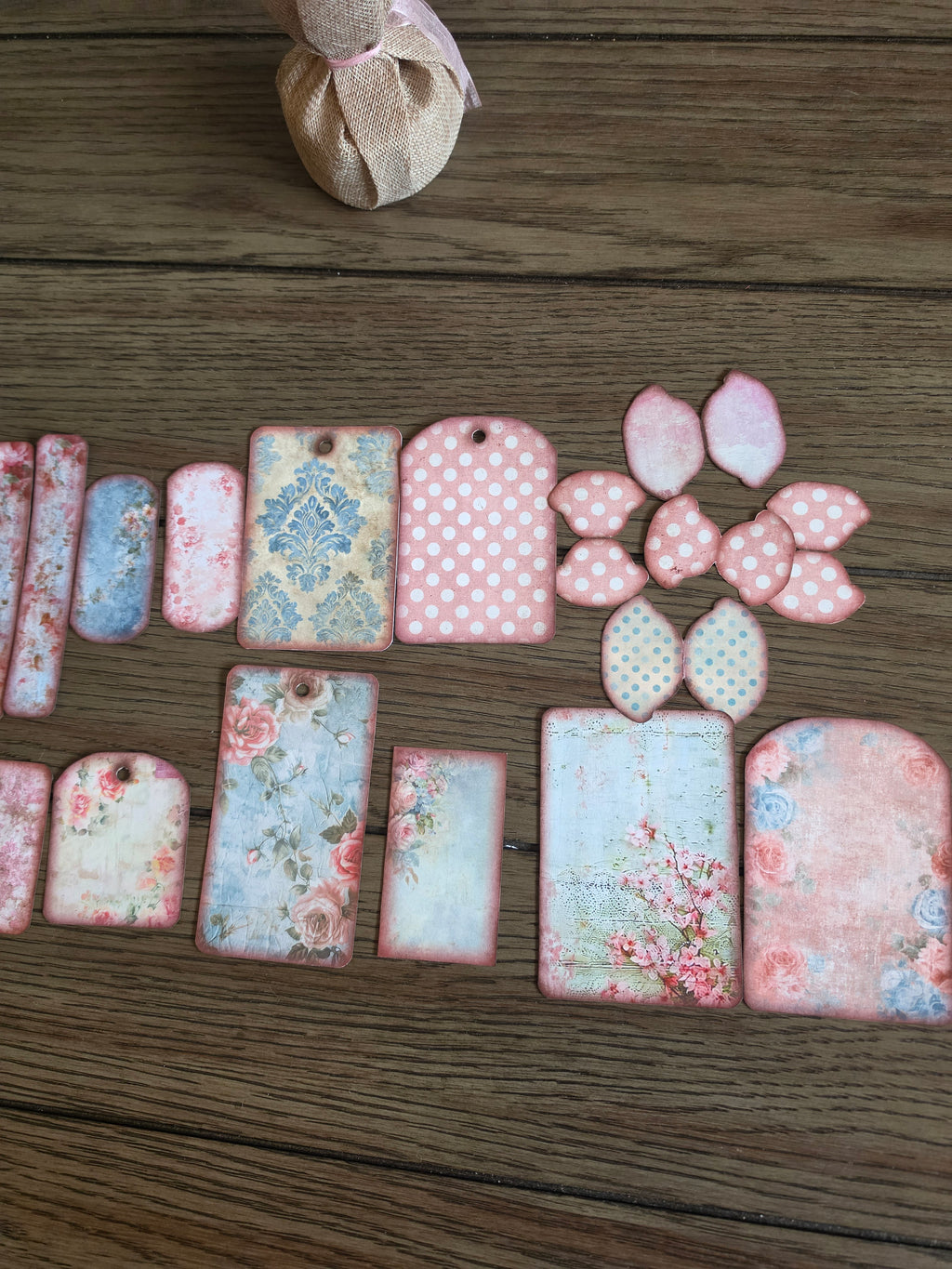 Pink and blue shabby chic loaded tag